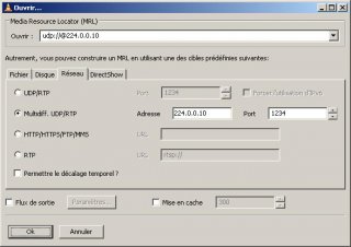 Utiliser l'adresse IP multicast configuré sur le serveur.